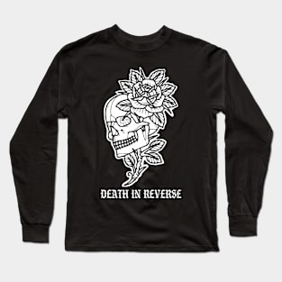 Skull with flowers Death In Reverse Tattoo Flash Long Sleeve T-Shirt